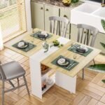 Tiptiper Folding Dining, Versatile Dinner Table with 6 Wheels and 2 Storage Racks - Image 2