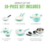 GreenLife Soft Grip Healthy Ceramic Nonstick 16 Piece Kitchen Cookware - Image 2