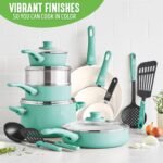 GreenLife Soft Grip Healthy Ceramic Nonstick 16 Piece Kitchen Cookware - Image 3