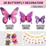 96 Pieces Glow in The Dark Luminous 3D Butterfly Wall Decals Decor - Image 4