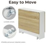 Tiptiper Folding Dining, Versatile Dinner Table with 6 Wheels and 2 Storage Racks - Image 5